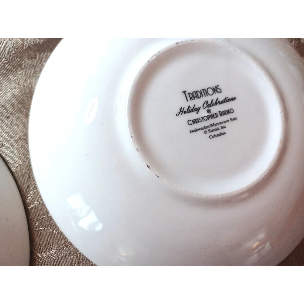 Christopher Radko Traditions Holiday Christmas Celebrations 4 Cup & Saucer Sets